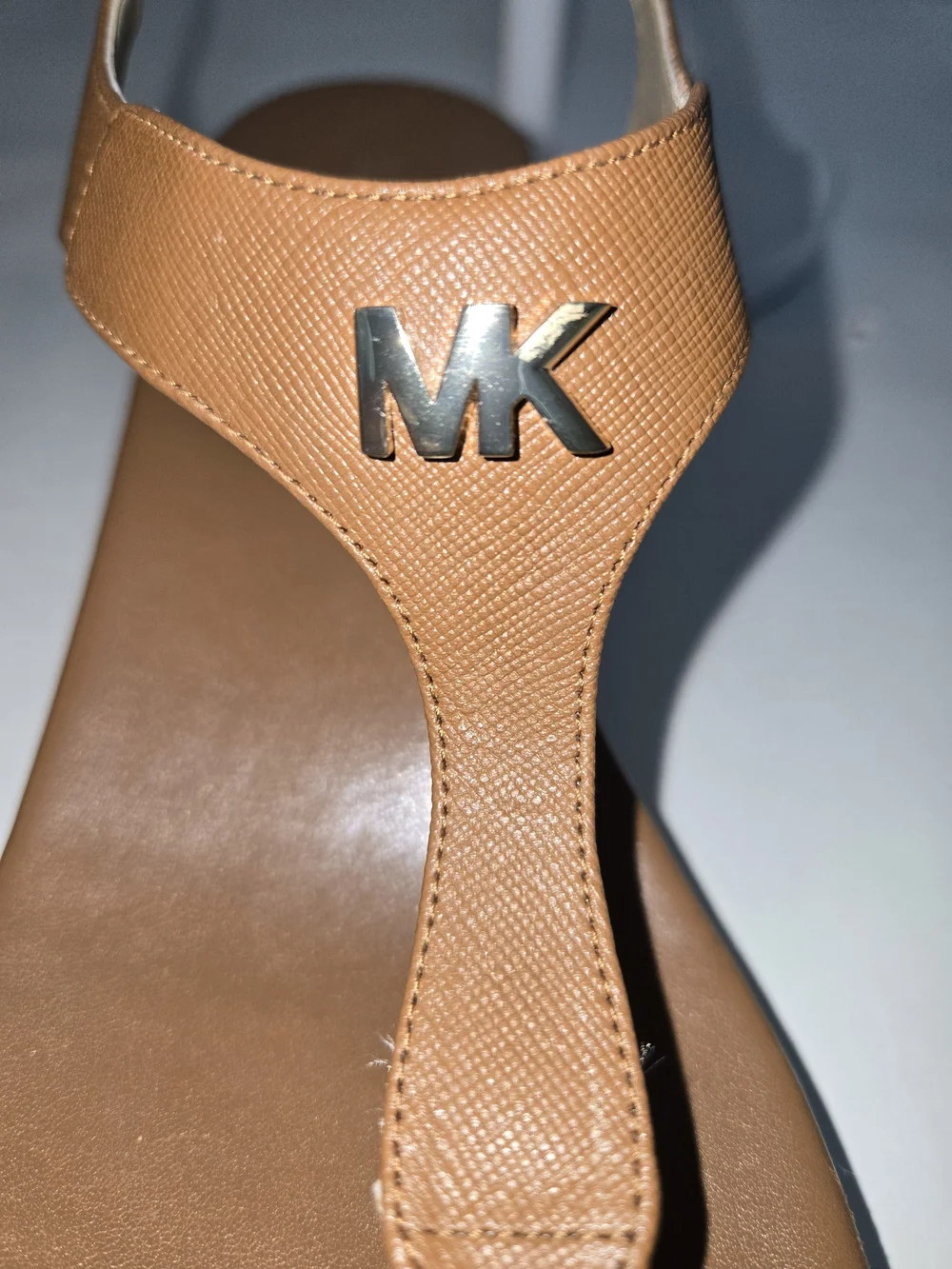Michael Kors Tan Espadrille Leather Wedge Heel Thong Sandal Women's Size 8.5 - Picture 7 of 13